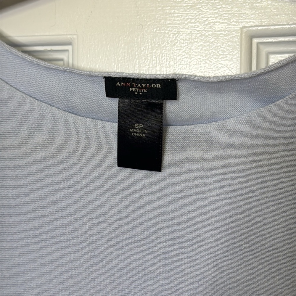 Ann Taylor Blue Ruffled Blouse with 3/4 Sleeves - Picture 4 of 5